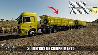 Farming Simulator 19 - CARRETA RODOTREM 30 METROS BASCULANTE! FEAT CRAZY GAMER | G27 |