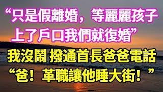 “只是假離婚，等麗麗孩子上了戶口，我們就復婚”，我沒鬧 撥通首長爸爸電話：“爸！革職讓他睡大街！”#悠然書影#爽文#大女主#家庭#豪門