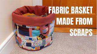 DIY Fabric Storage Basket from Scraps, Laundry Basket//Sewing Tutorial