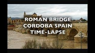 Roman Bridge Cordoba Spain Time Lapse 4K Royalty Free Footage