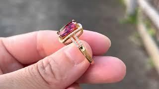 Natural pink red tourmaline diamond 18K gold ring(the tourmaline looks like Ruby) KG53