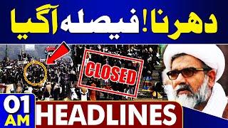 Karachi Dharna Update | Historical Decision | 01AM Headlines | Govt in Action | Imran Khan | PTI