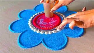 Easy & Simple small flower rangoli designs with coloursbeautiful rangoli for DiwaliHow toRanuArt