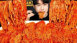 COOKING ASMR | Spicy Enoki mushrooms explode in mouth | no talking eating sounds