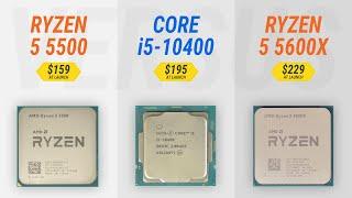 Ryzen 5 5500 vs R5 5600X vs R5 3600 vs i5-10400 vs i5-11400 vs i3-12100F w/ RTX 3080 Ti