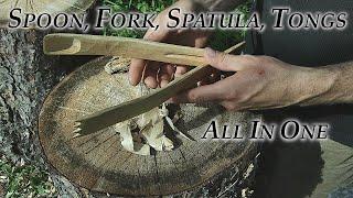 Hand-Carving Wood Bushcraft Tongs