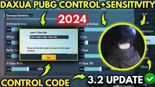 UPDATE 3.2 DAXUA PUBG  NEW BEST SENSITIVITY + CODE AND BASIC SETTING CONTROL PUBG MOBILE