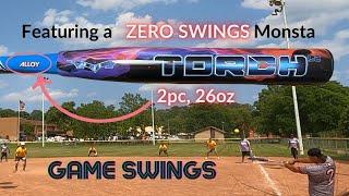 GAME SWINGS with a new, zero swings 2023 Monsta Torch Galaxy with alloy handle, for ASA