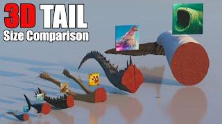 Animal, Dinosaur and Sea Monster Tails 3D Size Comparison