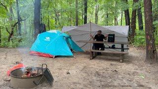 Wet and Muddy SOLO Camping | Campground | RAIN | Tarp+Tent