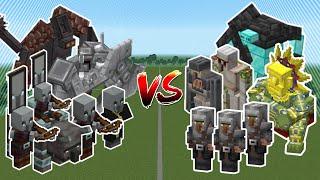 VILLAGE MOBS TEAM VS ILLAGER MOBS TEAM - MINECRAFT MOB BATTLE