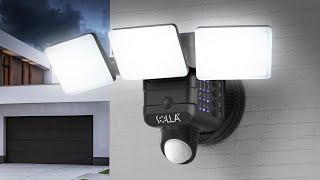 SOLLA LED Motion Sensor Security Light, Dimmable, 3 Light Panels, Black