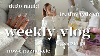 WEEKLY VLOG ‍ trudny tydzień, ogrom nauki, paznokcie, paczki