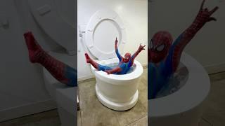 SPIDERMAN BIG FALL into the Worlds Largest Toilet with HUGE SPLASH #shorts