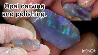 Carving and polishing opal.