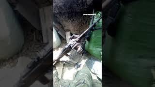 After the Russian soldiers fled, a Ukrainian ground drone captured their machine gun #warinukraine