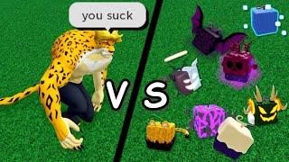 Leopard VS EVERY Mythical Fruit.. (Blox Fruits)