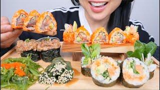 GIANT SUSHI ROLL (ASMR EATING SOUNDS) NO TALKING | SAS-ASMR