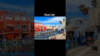 GTA 5 VS Real Life Los Angeles Santa Monica Pier California Gym #foryou #trending #fyp #gta5