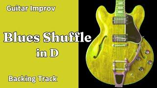 Blues Shuffle in D - Guitar Backing Track Jam - Medium Fast Tempo