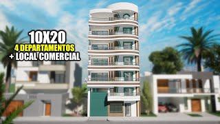 DISEÑO DE EDIFICIO 10X20 DEPARTAMENTOS INDEPENDIENTES (RVL CASAS 2024)