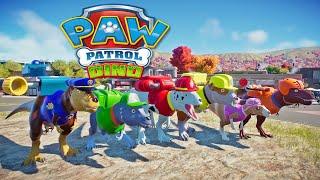 Paw Patrol Dino Adventure in Jurassic World: Chase, Rubble, Zuma, Marshall, Rocky and Skye