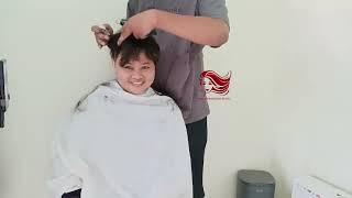 a girl gets funny headshave at home