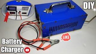 How to make a Battery charger with LED Digital Voltmeter Ammeter at home 