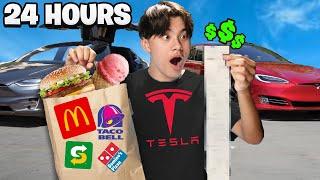 LETTING OUR TESLAS CHOOSE WHAT WE EAT FOR 24 HOURS!!! Double Tesla Family Food Challenge!