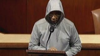 US Congressman Bobby Rush wears hoodie and sunglasses in the House