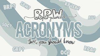 RPW ACRONYMS THAT YOU SHOULD KNOW || RPW tutorials