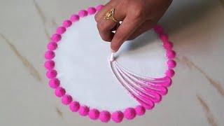 आसान समारोह रंगोली बनाये - कॉटन बड्स से रंगोली बनाने की ट्रिक-2, New Cotton Bud Rangoli Design Trick