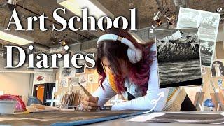 A whole week of painting with Ink at Art School  Artist Diaries Studio Vlog