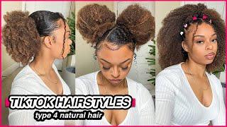 3 EASY TIKTOK Hairstyles on Type 4 Natural Hair  | AriannaLYF