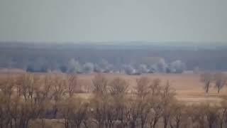 Ukrainian artillery barrage on Russian positions