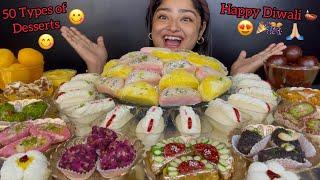 HAPPY DIWALI 2024  MALAI SANDWICHES, MALAI RASGULLA, KALA JAMUN, RAJBHOG, KAJU SWEETS | MUKBANG