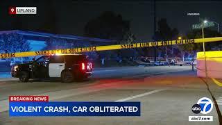 4 killed in violent multi-vehicle crash after chase ends in Upland