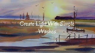 Simple Sunset - Wet into Washes - Watercolour