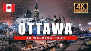  Freezing Ottawa Night Walk ️ Heavy Snowfall Winter Walking Tour | 4K HDR - 60 fps