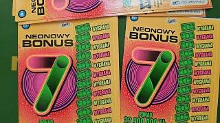 Zdrapki Lotto  Neonowy Bonus 7 #0729  PREMIERA  5 zdrapek