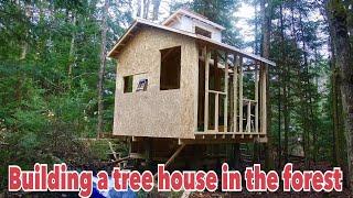 一個人開發建築三英畝度假屋之：Building a tree house in the forest #Part 1