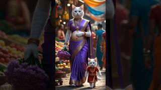 Pregnant cat gives birth in traditional Indian market. #cat #funny #animation #kitten #trending