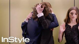 Joe Keery, Natalia Dyer & Charlie Heaton | 2017 Golden Globes Elevator | InStyle