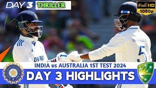 India vs Australia 1st Test Day 3 Highlights 2024 | IND vs AUS 1st Test Day 3 Highlights 2024