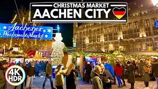  2024 Aachen Wonderful Christmas Markets Tour, Germany Christmas Lights Walk in 4K HDR