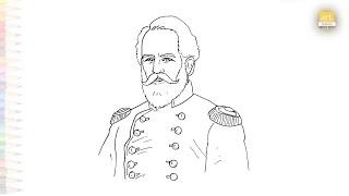 Robert E  Lee easy drawing | Art tutorial | How to draw Robert Edward Lee step by step | #artjanag