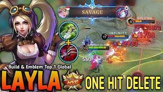 AUTO SAVAGE!! Layla One Shot Build and Best Emblem 100% DEADLY - Build Top 1 Global Layla