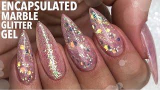 ROSE QUARTZ GLITTER MARBLE GEL NAILS | ISABELMAYNAILS