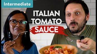 Quick and simple Italian pasta sauce: learn Italian and cook!