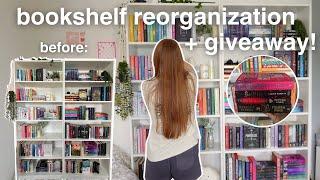 reorganize my bookshelves with me  + book giveaway